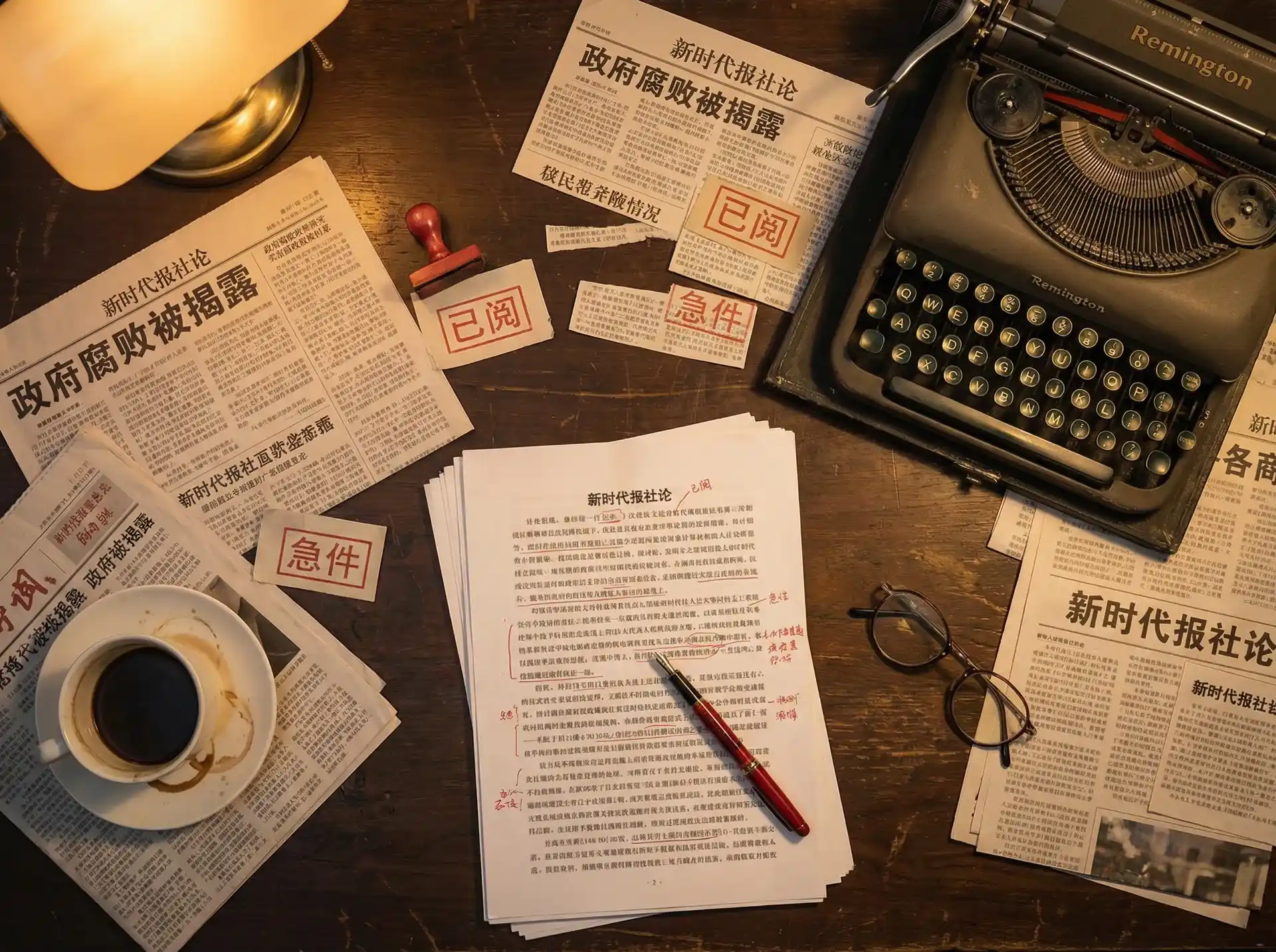 学生情侣 - 报社编辑部工作场景